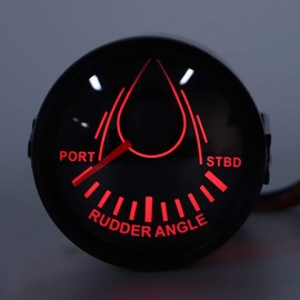 Powersport Indicators, 52 mm Universal Rowing Angle Display for Boats, 0-190 Ohm Signal with Rowing Sensor, 9-32 V Backlight for Boat Yacht (Black Dial, Black Cover)