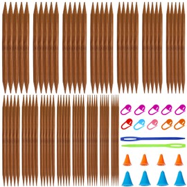 Knitting Needle Bamboo Set 15 Sizes (75 Pieces) Needle Game Set, Knitting Needles for Socks, Knitting Needles with Knitting Accessories, Knitting Needles Set 2 mm - 10 mm