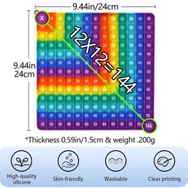 12 x 12 Multiplication Game Table，Multiplication Flash Cards Right-Angled Rainbow Square Math Games for Creates Various Math Operations