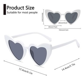 YTOOK 70s Vintage Love Heart Sunglasses, Fancy Dress Style Colorful Glasses for Women Outdoor Shopping Travelling Summer Party