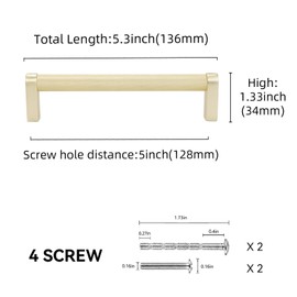 POVEFONK 10 Pack 5 inch(128mm) Brushed Brass Kitchen Cabinet Handles Knurled Cabinet Pulls Gold Drawer Pulls Kitchen Cabinet Hardware Kitchen Handles Drawer Pulls Dresser Handles