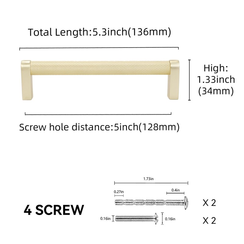 POVEFONK 10 Pack 5 inch(128mm) Brushed Brass Kitchen Cabinet Handles