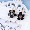 Cybche Boho Acrylic White Flower Dangle Earrings White Crystal Flower