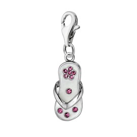 Quiges Charms Anhänger Versilbert Flipflop Versilbert Damen Schmuck für Bettelarmband