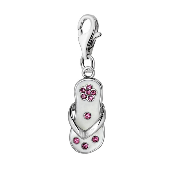 Quiges Charms Anhänger Versilbert Flipflop Versilbert Damen Schmuck für Bettelarmband