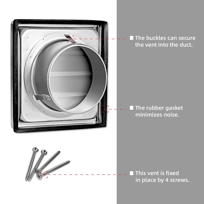 FRESH SPEED 6-Inch Stainless Steel Dryer Vent Cover Outdoor- Air