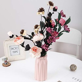 Ceramic Look Plastic Vase - Unbreakable Vase for Flowers (Origami Dusty Pink)