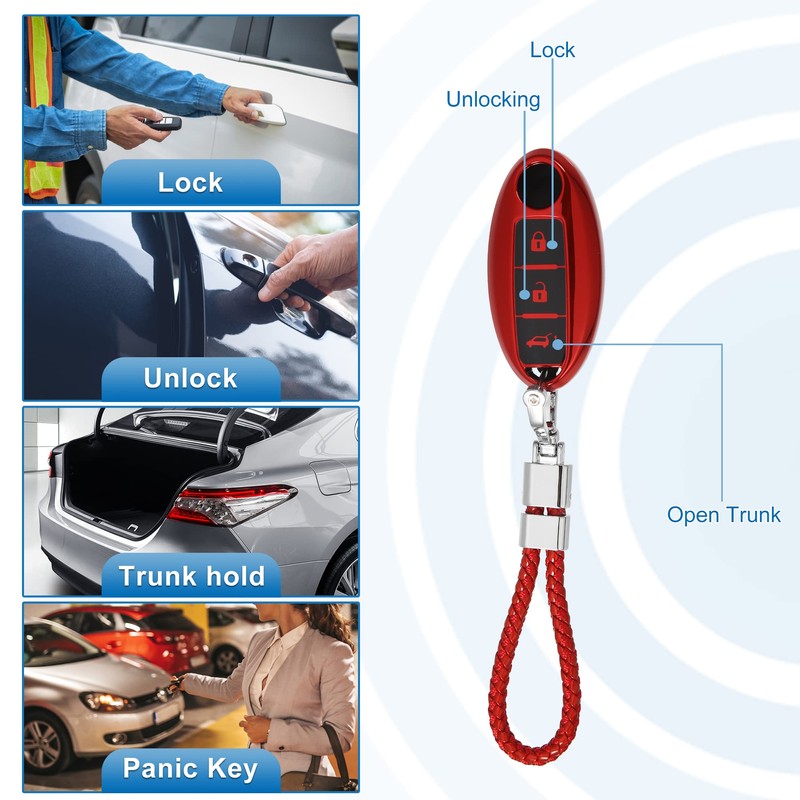 QUARKZMAN Remote Control Key Cover TPU 3 Button for Nissan