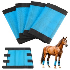 Fly Boots for Horses Set of 4 (Medium), Reinforced Webbing Resists Tearing, Loose Fitting Breathable Plastic Mesh Horse Leggings Wraps Adjustable, Protective Horse Leg Reduces Fly Bites & Stomping