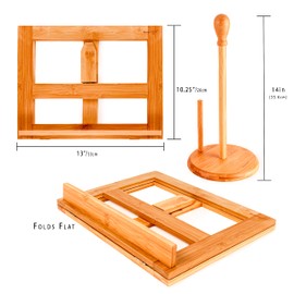 BergHOFF Bamboo 2Pc Utility Cookbook Holder, Paper Towel Stand, Light Brown, Durable, Reusable, Lightweight