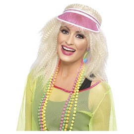 Smiffys Poker Visor, Pink , 1980's Fancy Dress, 1980s Dress Up Hats