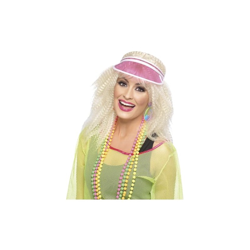 Smiffys Poker Visor, Pink , 1980's Fancy Dress, 1980s Dress