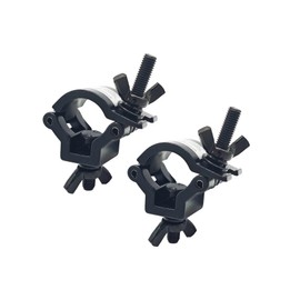 DJ Lighting Clamps 1” to 1.18” Lighting Mount Fits 25-30mm OD Pipe Heavy Duty 165 Lbs Hook Clamps Aluminum Alloy for Stage Light (2 Pcs Black 1Inch Clamp)