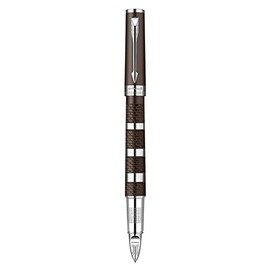 Parker Ingenuity Large Brown Rubber and Metal Chrome Trim Medium Nib 5th Technology Pen - Gift Boxed