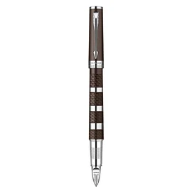 Parker Ingenuity Large Brown Rubber and Metal Chrome Trim Medium Nib 5th Technology Pen - Gift Boxed