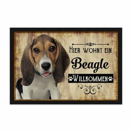 PR Print Royal Doormat Pets with Dog Picture Beagle - Gift Idea for Dog Lovers and Dog Owners - Size 60 x 40 cm