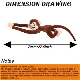 zxmbeddings Monkey Plush Stuffed Animal,Brown Hanging Monkey with Long Hands 27.6in