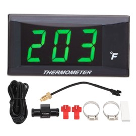 Water Temperature Gauge Fahrenheit Degree LCD Backlit Display Waterproof Water Temp Meter with 16mm Tee for Motorcycle Green