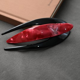 Prettyou Handmade Celluloid French Design Tortoise Shell Barrettes Side-slide Opening Duck Luxury Fashion Accessories Hair Clip Claw for Women (red)