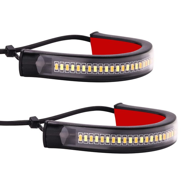 NWPangu 2PC Flexible Switchback Amber & White Dual-Color Motorcycle Turn