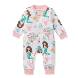 Burt's Bees Baby Baby Girls' Sleep and Play Pjs, 100% Organic Cotton One-Piece Romper Jumpsuit Zip Front Pajamas, Magical Mermaids, 6-9 Months