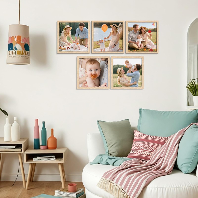Ditwis 8x8 Photo Frame Wood Colour, Modern Natural Square Picture