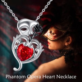 Vadmans Phantom of the Opera Necklace 925 Sterling Silver Necklace with Phantom of the Opera Mask Broadway Music Theatre Gifts for Women Mothers and Men, Sterling Silver, Crystal
