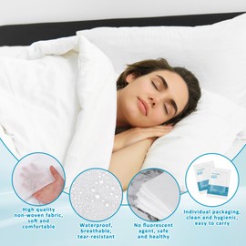 5 Sets Disposable Bedding Set for Travel King Size, 4-Piece Set Include 1Bed Sheets/1Quilt Cover/2Pillowcases, Individually Packaged Portable White Cover for Business Trip Hotel for Double bed