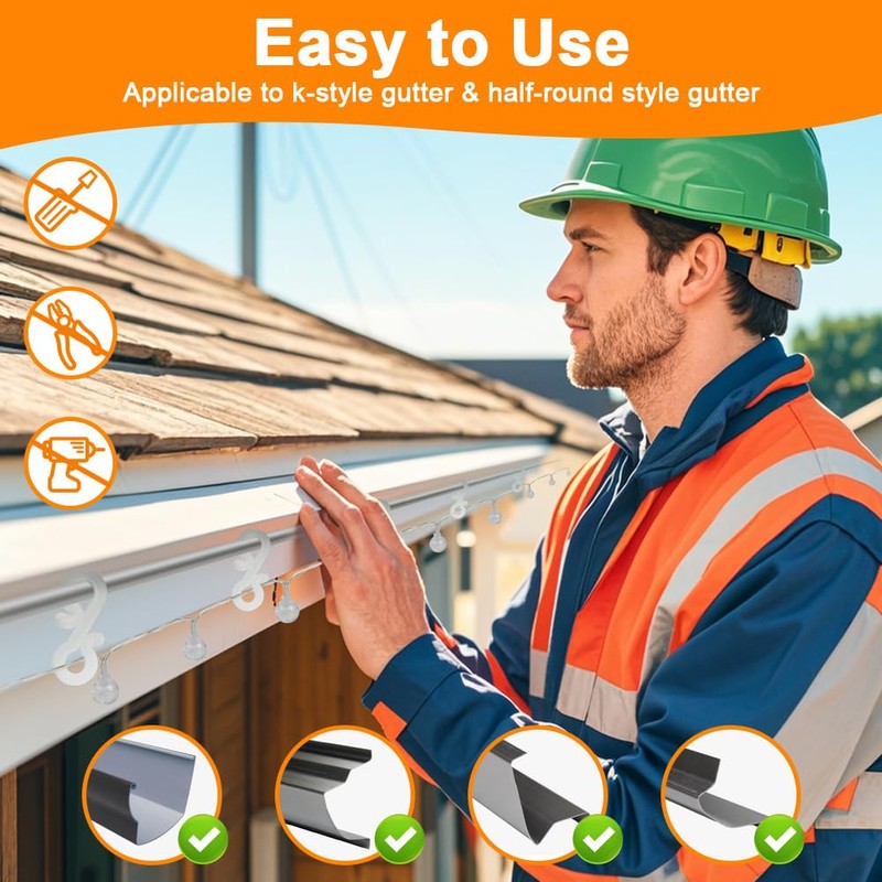 Flintronic Gutter Hooks for Outdoor Lights, 30 Pcs Plastic S