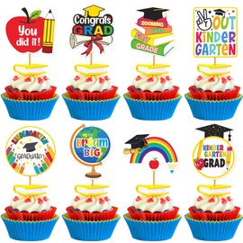 Generic 24Pcs Multicolored Kindergarten Graduation Cupcake Toppers