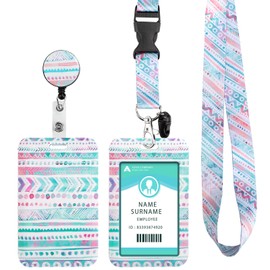 COCHIE Ausweishülle mit Band, Ausweishalter Ausziehbar, Kartenhalter Ausweis mit Drehbarer Karabinerverschluss, für Frauen, Lehrer, Krankenschwestern, Doktor, Student(Bohemia)