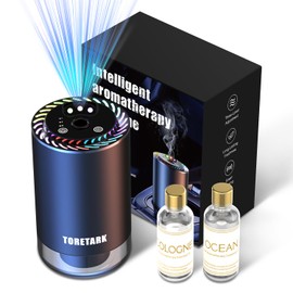 Smart Car Air Freshener Diffuser with Starry Projection Light,3 Adjustable Modes Voice Control Intelligent Aromatherapy for Essential Oil,Smart Auto On/Off,50ml Perfume*2 (Voice Edition)