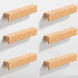 SYZOW 6 Pack Wooden Kitchen Cupboard Handles, Cabinet Hardware Drawer Pulls, Kitchen Cabinet Door Handles Pull,Wooden Drawer Wardrobe Handles 96mm