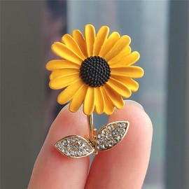 Sunflower Enamel Pin Rhinestone Plant Flower Brooch Lapel Pin Lapel Scarf Clothing Accessories Gift Jewellery for Women Girls