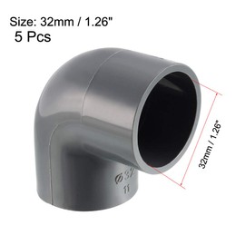 uxcell PVC Pipe Fitting 32mm Slip Socket 90 Degree Elbow Coupling Connector Gray 5Pcs