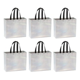 PATIKIL Rainbow Colors Gift Bags with Laser Coating, 6pcs Reusable Goodie Bags with Handle for Wedding Birthday Party Shopping Cosmetic, 12.6" x 4.7" x 11"