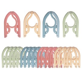JENCVNL Folding Travel Hangers, 20 PCS Portable Travel Hangers Plastic Foldable Clothes Coat Hangers Travel Accessories Essentials for Home Travel Outdoor Camping, 4 Colors