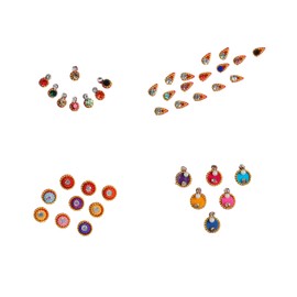 Aditri Creation Bindi Pack of 4 Colorful Indian Bindis for Forhead Designer Bindi face Jewels Forehead Tika Multicolored Round Stone Bindi for Women (Design 5)