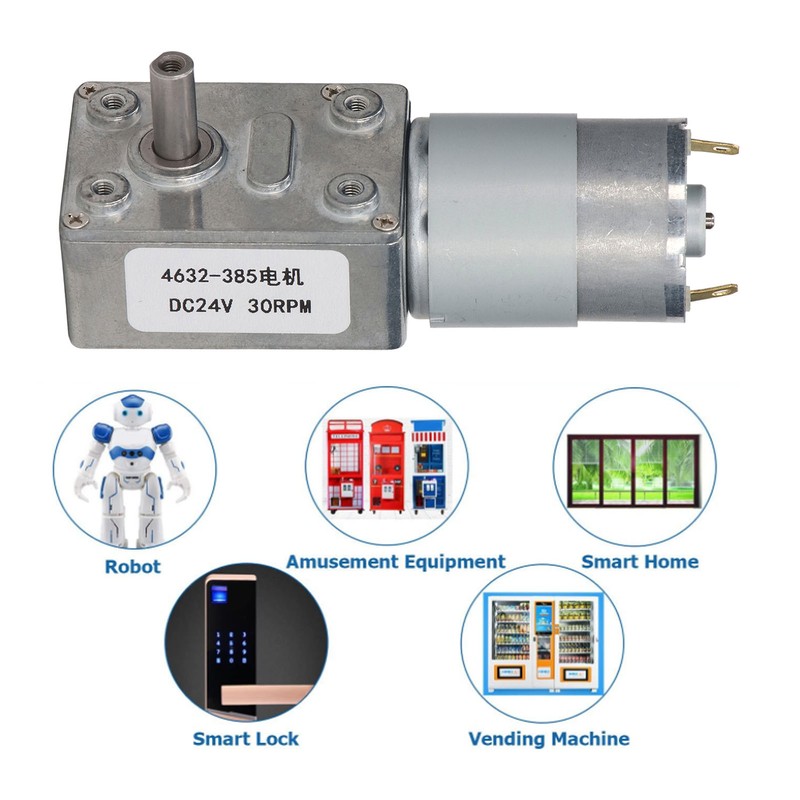 30RPM DC Worm Gear Motor Self Locking Function Rectangular Speed