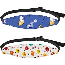 2 Pieces Baby Carseat Head Support Band Strap Headrest Stroller Seat Sleeping Headrest Neck Relief Head Strap Headband for Kids Children Toddler Infant (Dinosaur and Bear)