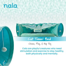 Caitec Presents Nala Cat Tunnel Bed - Collapsible Cat Cave - Includes Toys