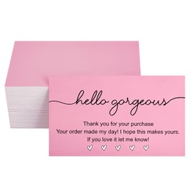 RXBC2011 Hello gorgeous Thank you for your purchase cards 2x3.5 Inch Pack of 100 Pink