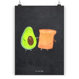 Mr. & Mrs. Panda DIN A5 Poster Avocado + Toast - Gift, Healthy, Boyfriend, Fiancé, Vegan, Veggie, Poster Print, Toast Bread, Couple, Room Decoration