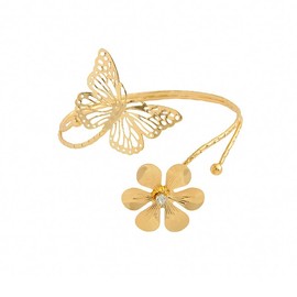 TengRiah Arm Cuff, Upper Arm Band Cuff Bracelet, Gold Silver Boho Adjustable Flower Butterfly Cuff Set Birthday Friendship Gift Holiday Beach Women's Jewelry-5