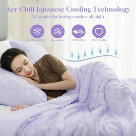 OIGAE Cooling Comforter, Japanese Q-Max 0.45 Double Sided Cooling Blankets for Hot Sleepers & Night Sweats, Lightweight Breathable Summer Blanket for Bed, Travel, Camping, Purple, Twin 60" x 80"