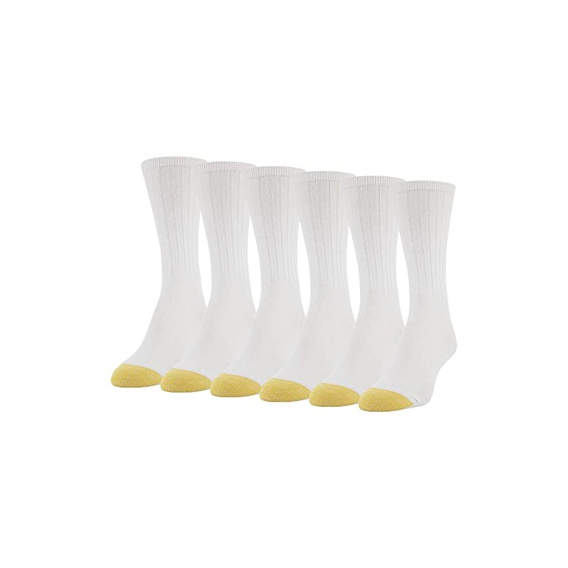 Gold Toe Women's 6 Pack Ribbed Crew,White,9-11
