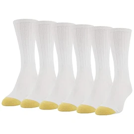 Gold Toe Women's 6 Pack Ribbed Crew,White,9-11