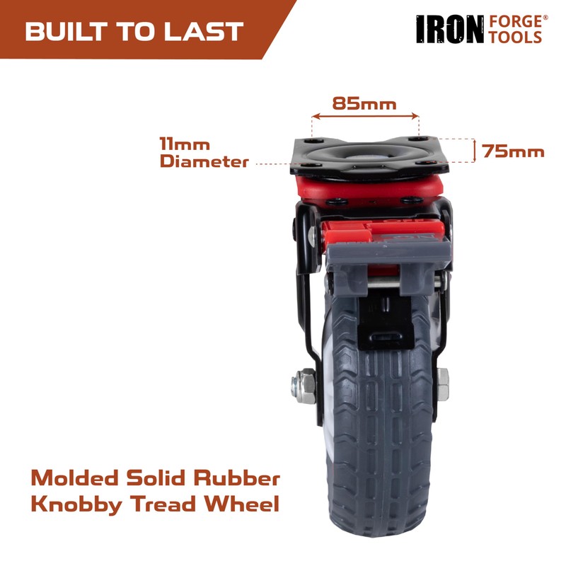 Iron Forge Tools Heavy Duty Swivel Knobby Casters Set of