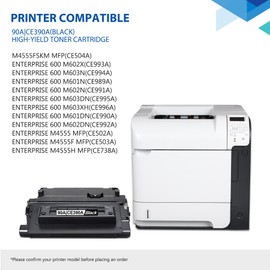 CE390A 90A Black Toner Cartridge with Chip 2-Pack, 90A Ink Cartridge Replacement for HP 90A CE390A 90X CE390X for Laser Enterprise 600 M601 M602 M603 M4555 MFP M602x M602n M603dn Series Printer Ink