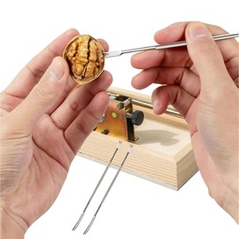 Manual NutCracker Tool Heavy Duty Pecan Cracker with Wooden Base Adjustable Nut Tongs Nut Sheller for All Nuts Opener Tool for Walnut Pecan Macadamia Hazelnuts Chestnut Almonds,2 Picks Included
